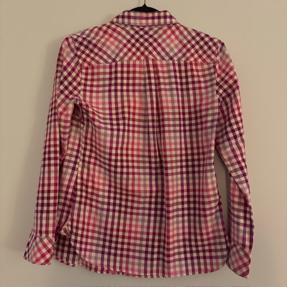 Talbots Pink & Purple Plaid Button Front Shirt Size XS - Picture 2 of 5